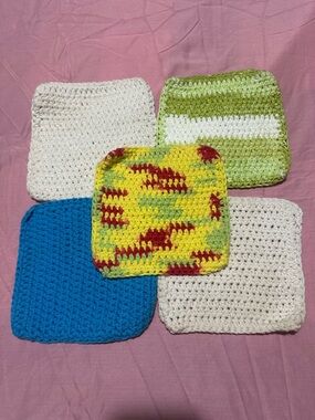Handmade 100% Cotton Crochet Cotton Dishcloths - Multi Color Set